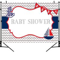 Nautical White Zig Zag Striped Photo Backdrop Boat Boy Baby Shower Photography Curtain Backdrops Birthday Backgrounds for Kids