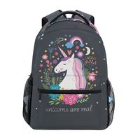 Unicorn Floral Laptop Backpack, Cartoon Animal Rainbow Water Resistant College Travel Computer Notebooks Backpack for Men Women