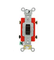 Leviton 1222-2 20 Amp, 120/277 Volt, Toggle Double-Pole AC Quiet Switch, Extra Heavy Duty Grade, Self Grounding, Back and Side Wired, Brown