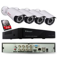 iSmart 8 Channel Lite 1080N 5-in-1 Hybrid DVR Security System with 1TB HDD (AHD TVI CVI NVR with 4 960p Outdoor Bullet Camera), Night Vision 80ft, Smartphone Remote Viewing