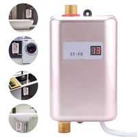 Electric Tankless Water Heater, 3.8KW Tank-Less Instant Hot Water Heater Constant Temperature Non-Scale-Forming Fast 3 Seconds Shower Hot Water System,Gold,110V