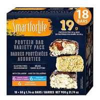 Smart for Life – High Protein, Low Sugar Bar Variety Pack, Gluten Free – Caramel Almond, Chocolate & Peanut Butter Chocolate – Crunchy Meal Replacement bars – Works with Cookie Diet – Non-GMO - 18 Ct