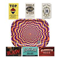 Single Wide Rolling Paper Assortment with Leaf Lock Gear Mini Rolling Tray