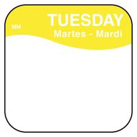 DayMark Day of the Week 3/4" x 3/4" Removable Label, Tuesday, Yellow (2,000 Labels)