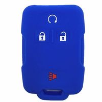 Ezzy Auto Blue Silicone Rubber Key Fob Case Key Cover Keyless Remote Jacket Skin Protector fit for Chevrolet Silverado Colorado GMC Sierra Yukon Cadillac