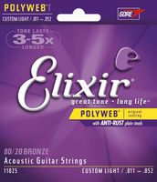 Elixir Strings 80/20 Bronze Acoustic Guitar Strings w POLYWEB Coating, Custom Light (.011-.052)
