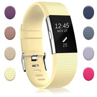 Bands Replacement Compatible for Fitbit Charge 2, Adjustable Wrist Accessories Sport Wristbands for Women&Men (Milk Yellow-D, Small)