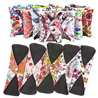 Asenappy Reusable Cloth Menstrual Pads Sanitary Pads 5 PCS+1 Bag (Medium,Mixed Prints)