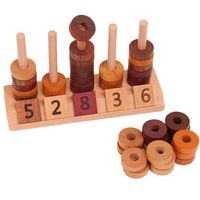 Fansport Wooden Montessori Educational Toy for Kids Mathematics Math Toys, Counting Toys Number Blocks Shape Sorter Number Early Preschool Teaching Tool Toddler Learning Toys for Age 2 up