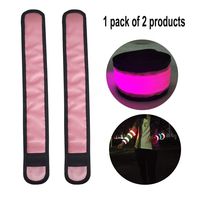 2-pcs LED Bracelets Light Up Wristbands Glow Armbands Safety Gear Wrist Bands for Women Men Kids Adults Night Running Camping Walking with 8 Extra Button Battery (Pink)