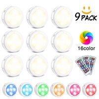 LED Closet Lights,SOLMORE Wireless Color Changing RGB Puck Light 9 Pack with 3 Remote Controls Dimmable Display Lights Under Cabinet Lighting Cabinet Lights Stick On Lights LED Night Lights