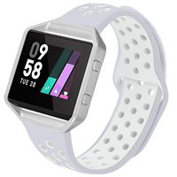 UMAXGET for Fitbit Blaze Bands, Sport Wristband Silicone Replacement Strap with Silver Frame for Fitbit Blaze Smart Fitness Watch Silver&White Large