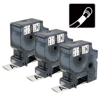 3 Pack Replacement DYMO 1805443 Industrial Heat Shrink Tube Labels, 1 Inch Black on Yellow Heat Shrink Tubing for DYMO Rhino 6000 6500 Label Makers and More, 24mm x 1.5m