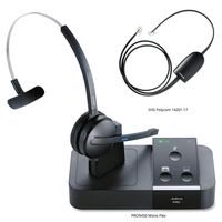 Jabra PRO 9450 Mono Flex-Boom Wireless Headset with 14201-17 Polycom HHC Cable SmartCord, Bundle for Polycom Soundpoint IP Phones