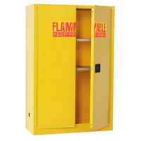 Sandusky Lee SC450F Yellow Steel Safety Cabinet for Flammable Liquids, 2 Shelves, 2 Door Manual Close, 45 Gallon Capacity, 65" Height x 43" Width x 18" Depth
