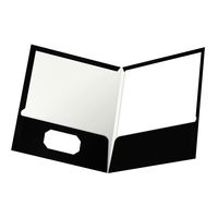 Oxford Laminated Twin-Pocket Folders, Letter Size, Black, Holds 100 Sheets, Box of 25 (51706EE)