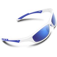 RIVBOS Polarized Sports Sunglasses Driving Glasses Shades for Men Women TR90 Unbreakable Frame for Cycling Baseball RB831 (RB842-White&Blue,Blue Iced Lens)