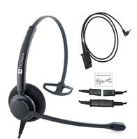 Professional Single Ear Headset with a Noise Canceling Microphone and a 2.5mm Adapter Cable for Polycom IP 320, IP330, IP321, IP331, Cisco SPA, AT&T, VTech, Panasonic and All Phones with a 2.5mm Port