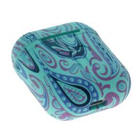 Fashion Soft Thicken Silicone Case Bright Oil Painting Pattern, Anti-Lost Protective Cover Skin Case for AirPods 1/2, Shock Absorbing Design&Charging Hole&Portable Key Chain Case, for Running (G)