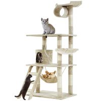 BestPet Cat Tree Cat Condo Middle Size Natural Sisal Ultra-Soft Plush Cat Tower Cat House with Scratching Post,64 inches