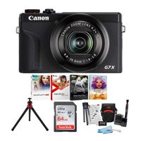 Canon Powershot G7X Mark III 4K Digital Camera with 24-100mm f/1.8-2.8 Black, with 64GB Memory Card, Tripod, Bag and Accessory Kit (5 Items)