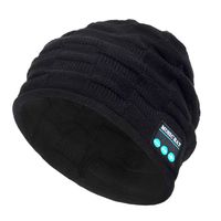 PASATO New Winter Unisex Bluetooth Wireless Smart Beanie Keep Warm Windproof Hat Handsfree Music Speaker (Black,Free Size)