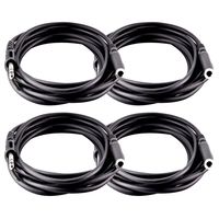 Seismic Audio 4 Pack of 12 Foot Headphone Extension Cables-1/4 Inch Male to TRS Female (SA-HPE12-4Pack)