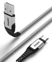 Premier Energizer Hardcase Android Charger Micro USB Cable 6ft Fast Charging USB 2.0 Syncing Mesh Cord Metal Tip, Silver 6 Feet