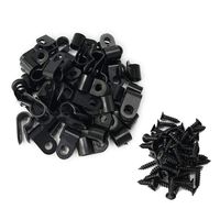 Alamic Cable Clamp R-Type Cable Clip Wire Clamp 1/4" Nylon Screw Mounting Cord Fastener Clips for Wire Management - 50 Pcs Cable Clamps + 50 Pcs Free Screws