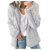 Warm Coat Tops Women, Amiley Womens Shaggy Faux Fur Jacket Hooded Zipper Furry Jacket Coat Outerwear Sweatshirt with Pockets (X-Large, Gray)