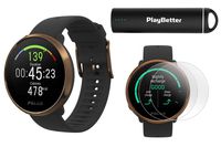 Polar Ignite Fitness GPS Watch Power Bundle (Black-Copper, M/L) | with PlayBetter HD Screen Protectors & Portable Charger | Polar Precision Heart Rate, Integrated GPS & Sleep Plus Tracking