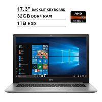 2019 Dell Inspiron 17 5775 17.3 Inch Laptop(AMD Ryzen 3 2200U up to 3.4GHz, 32GB DDR4 RAM, 1TB HDD, Radeon Vega 3 Graphics, Backlit Keyboard, FP Reader, DVD, Windows 10) (Renewed)