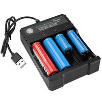 USB Smart Battery Charger 4-Bay 5V 2A for Rechargeable Batteries 3.7V Li-ion TR IMR 1865O 2665O 145OO 16340(RCR123) Red/Green Display (Not Battery)