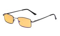 Eyekepper Blue Light Blocking Reading Glasses with Amber Tinted Filter Lens - Memory Titanium Bridge Computer Readers Women Men -Gunmetal +1.50