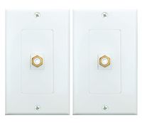 RCA Wall plate, Single RCA Keystone Insert with White Center Jack Wall Plate for Subwoofer,Stereo Receiver and Other Equipment with RCA Component Audio/Video (2 Pack)