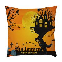 Bosji (17.72" x 17.72") Throw Pillowcase,Halloween Decoration Bat Witch Pumpkin Pillow Covers Holiday Home Decor Linen Printed Zipper Sofa Pillow Case