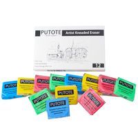 Drawing Art Erasers, Kneaded Rubber Erasers for Charcoal Sketch and Pastels - Pack of 12 - Assorted Colors