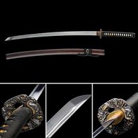xinan2018 Japanese 1060 T10 1045 1090 Samurai Katana Real Battle Ready Hand Forged Damascus Carbon Steel Heat Tempered Full Tang Sharp Scabbard Handmade Black Wall Mount Steel ...