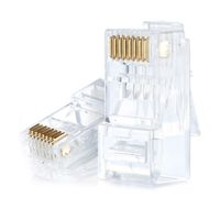 AMPCOM CAT6 RJ45 Connector UTP Modular Plug 50μ Gold-Plated 8P8C Crimp Ends 100-Pack