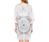 MOM Summer women's bikini cover shirt sun flower straps long sun protection clothing,white,Average code