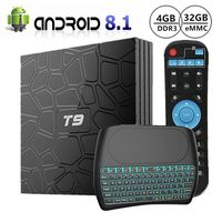 Android TV Box, WISEWO Android 8.1 TV Box 4GB/32GB Quad-core, Support 4K Full HD Wi-Fi 2.4Ghz BT 4.1 Smart TV Player Media Box with Wireless Mini Keyboard (Backlit)