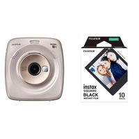 Fujifilm Instax Square SQ20 Instant Film Camera - Beige &  Instax Square Black Film - 10 Exposures