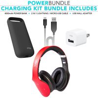 Zeikos IHip Side Swipe Touch Control Wireless Bluetooth Headphones Over Ear - Foldable, Soft Memory-Protein Earmuffs, W/Built-in Mic Wired Mode PC/Cell Phones/TV - Red - Touch - Charging Kit