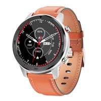 2020 Smart Watch DT78 ECG Heart Rate Blood Pressure Monitor IP68 Waterproof Fitness Tracker Silicone/Leather Strap (Silver+Orange Leather Strap)