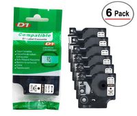 6/Pack LM Tapes - Premium LM43613 1/4" Black on White Compatible Label Maker Tape, Replaces Dymo 43613 D1 Label Tape 6mm