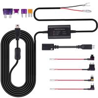 AZALMU Dash Cam Hardwire kit 10.5ft, Mini/Micro USB Port, DC 12v/24v to 5V/2A Max Car Charger Cable kit with Fuse, Low Voltage Protection for Dash Cam GPS Sat-Nav