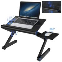 SLYPNOS Adjustable Laptop Stand Folding Portable Standing Desk Ventilated Aluminum Laptop Riser with Front Lip and Detachable Mouse Tray for Desk Bed Couch Floor