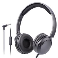 Avantree Superb Sound Wired On Ear Headphones with Microphone, 1.5M / 4.9FT Long Cord with Mic for Adults, Students, Kids, Comfortable Headsets for Computer, Laptop, Tablet, Phone - 026 Black