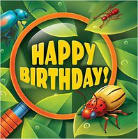 Creative Converting 16 Count Happy Birthday Bug-Eyed Lunch Napkins, Green/Black