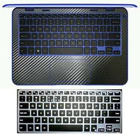 BingoBuy 2in1 Palmrest Skin Decal Vinyl Sticker with Touchpad Cover + Keyboard Protector for 11.6'' Dell Inspiron 11-3000 (11-3180, Black Carbon Fiber palmrest Cover)